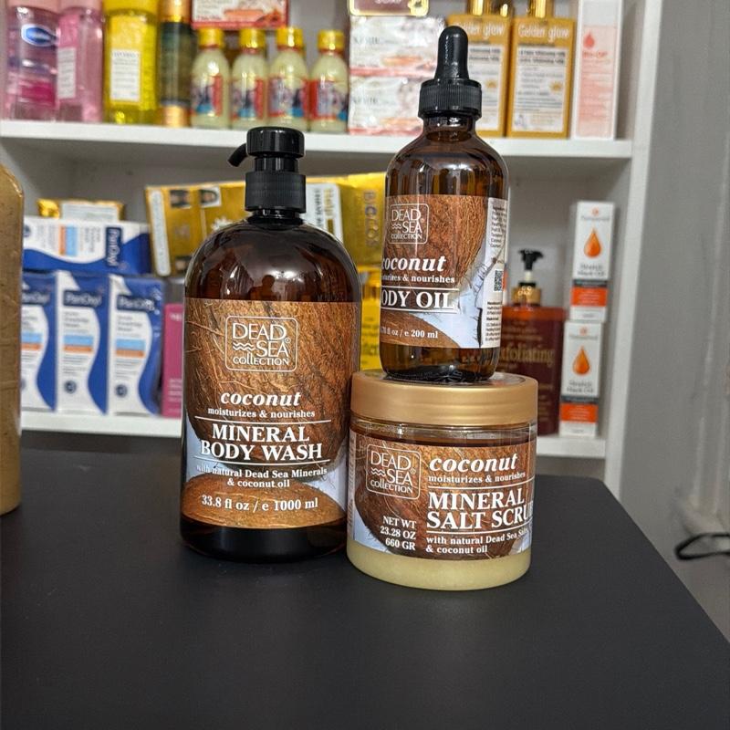 Coconut body wash,scrub,oil.set