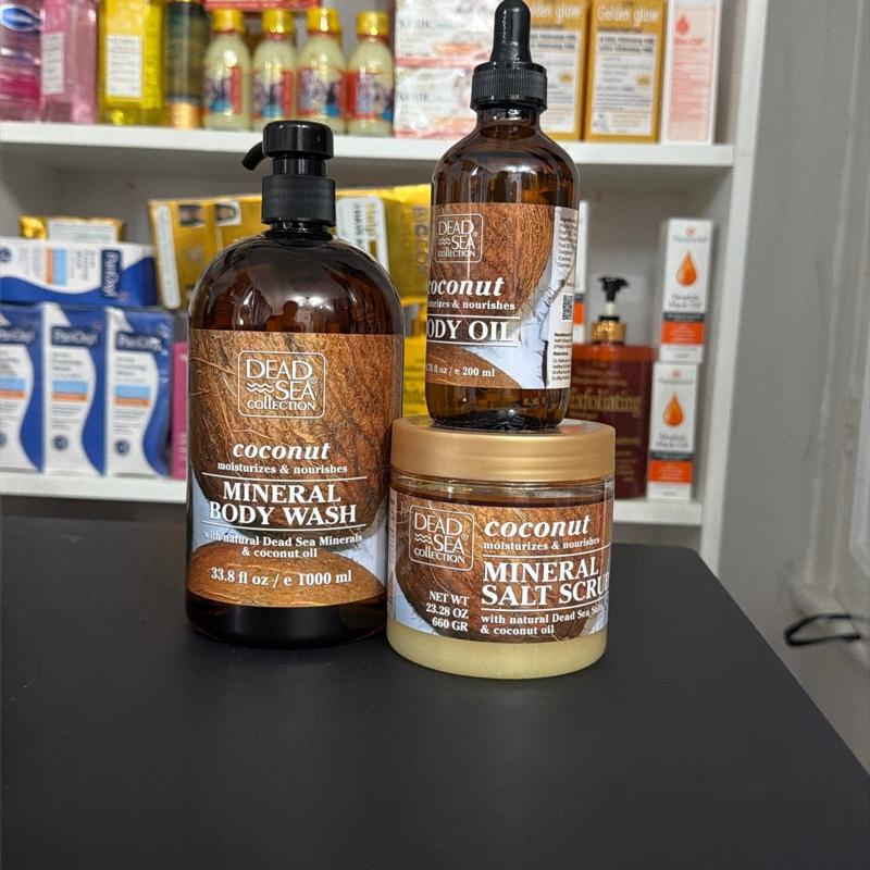 Coconut body wash,scrub,oil.set
